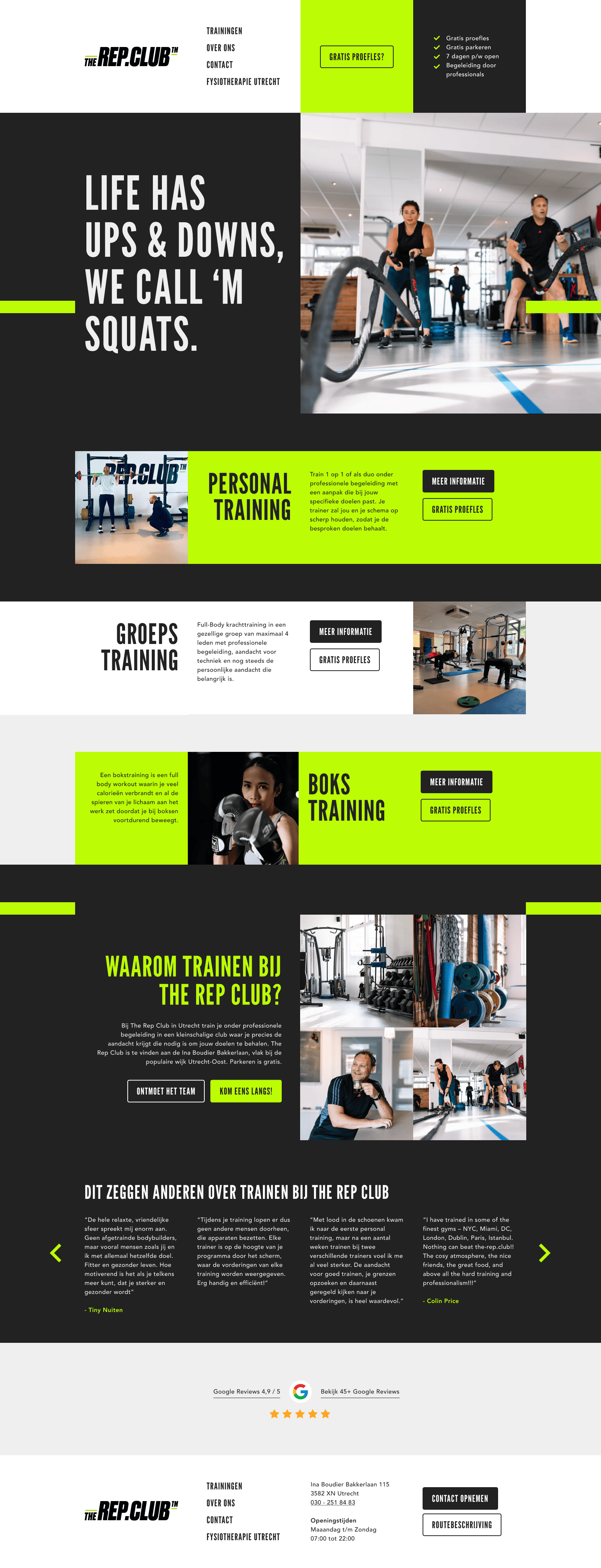 The Rep Club homepage with training offers